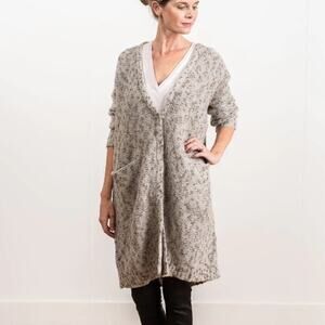 Inhabit Blend Dot Wool Blend Cozy Oversized Chunky Knit Cardigan in Drift